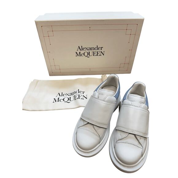 Alexander McQueen NIB Kid’s Low Top Leather Sneakers in White Size 10 Toddler - Picture 1 of 11